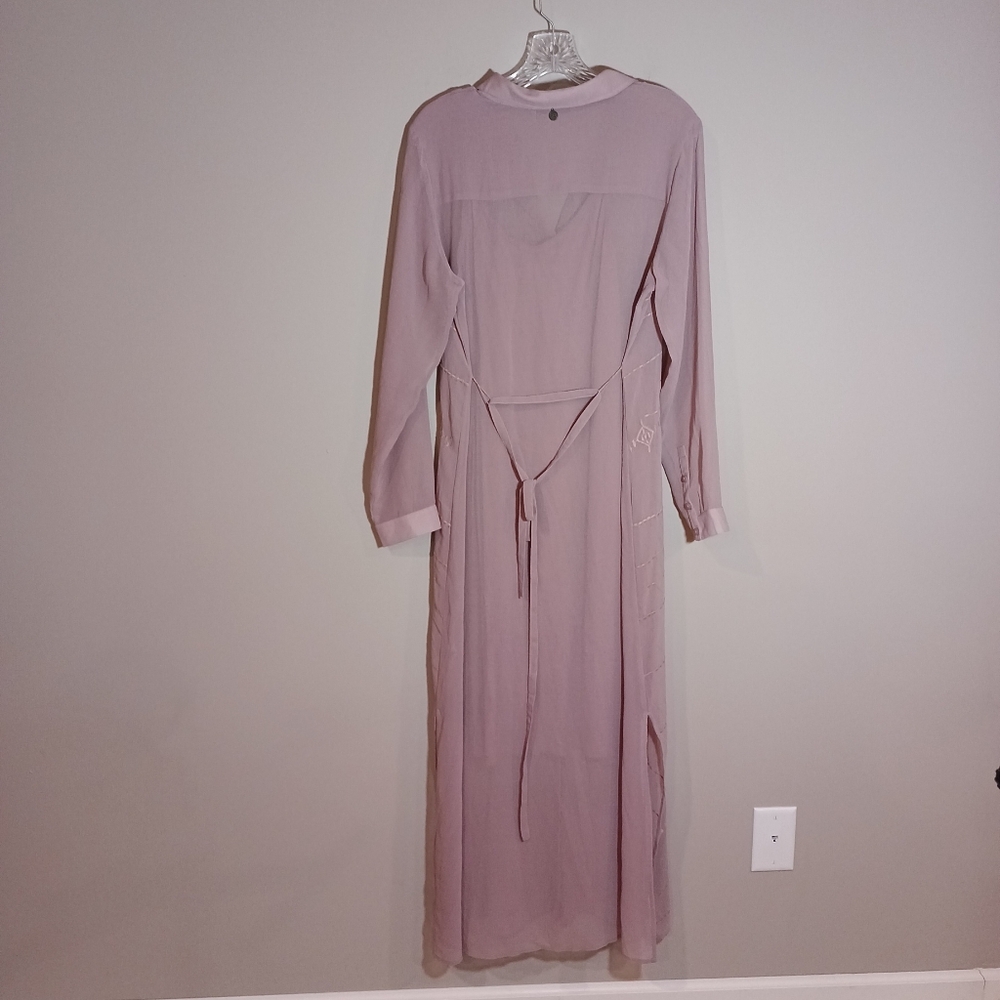 Soft Surroundings Ibiza Dress & Slip Sheer Shirtdress Size S Mauve Dusty Pink - Picture 2 of 6